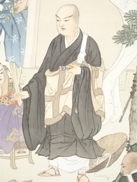 道具 ] - 道具 荒川静渕筆 日蓮上人図双幅 肉筆絹本掛軸（保護箱